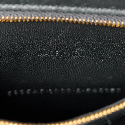 Balenciaga Shiny Calfskin Crocodile Embossed Small Hourglass Top Handle Bag Black 8 of 13