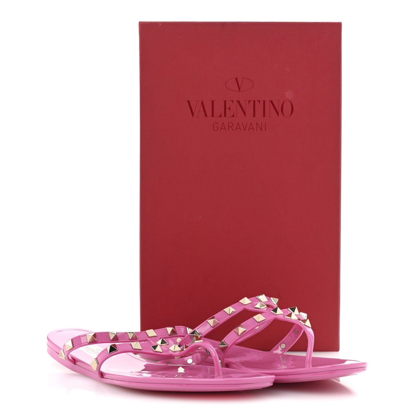 PVC Jelly Rockstud Caged Flat Thong Sandals 40 Dawn Pink