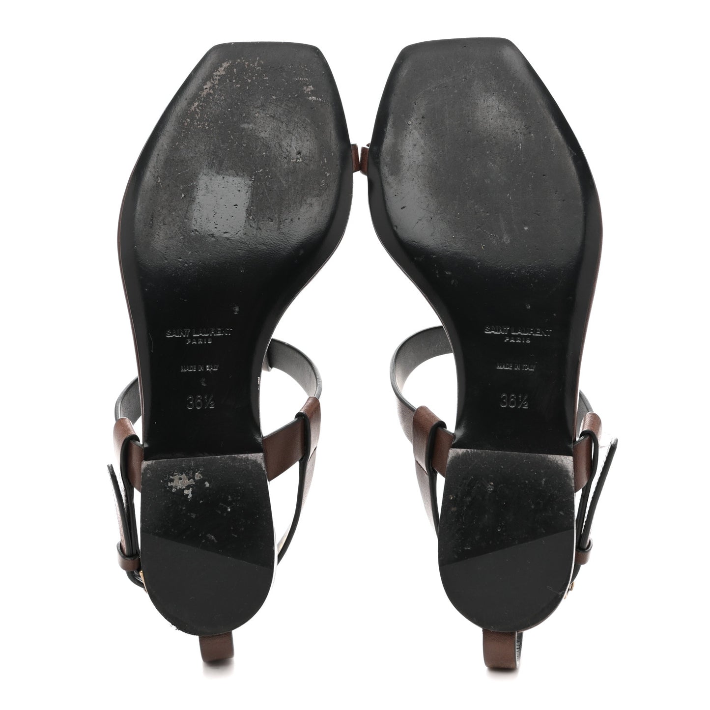 Calfskin Cassandra Monogram Sandals 36.5 Dark Brown