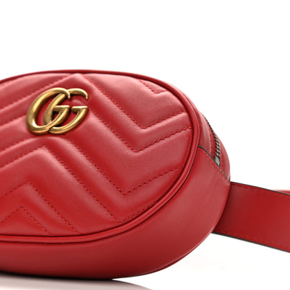 Gucci Calfskin Matelasse GG Marmont Belt Bag 85 34 Hibiscus Red 11 of 12