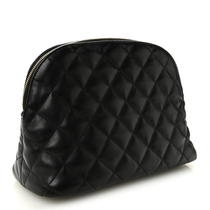 Saint Laurent Calfskin Quilted Embroidered Cassandre Large Cosmetic Pouch Black 3 of 10