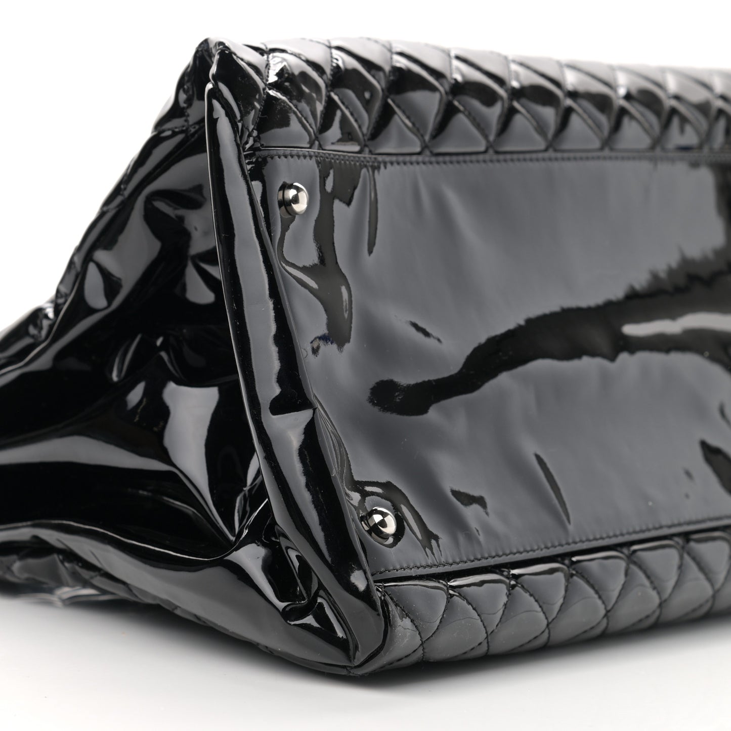 Patent Quilted Maxi Just Mademoiselle Bowling Bag Black