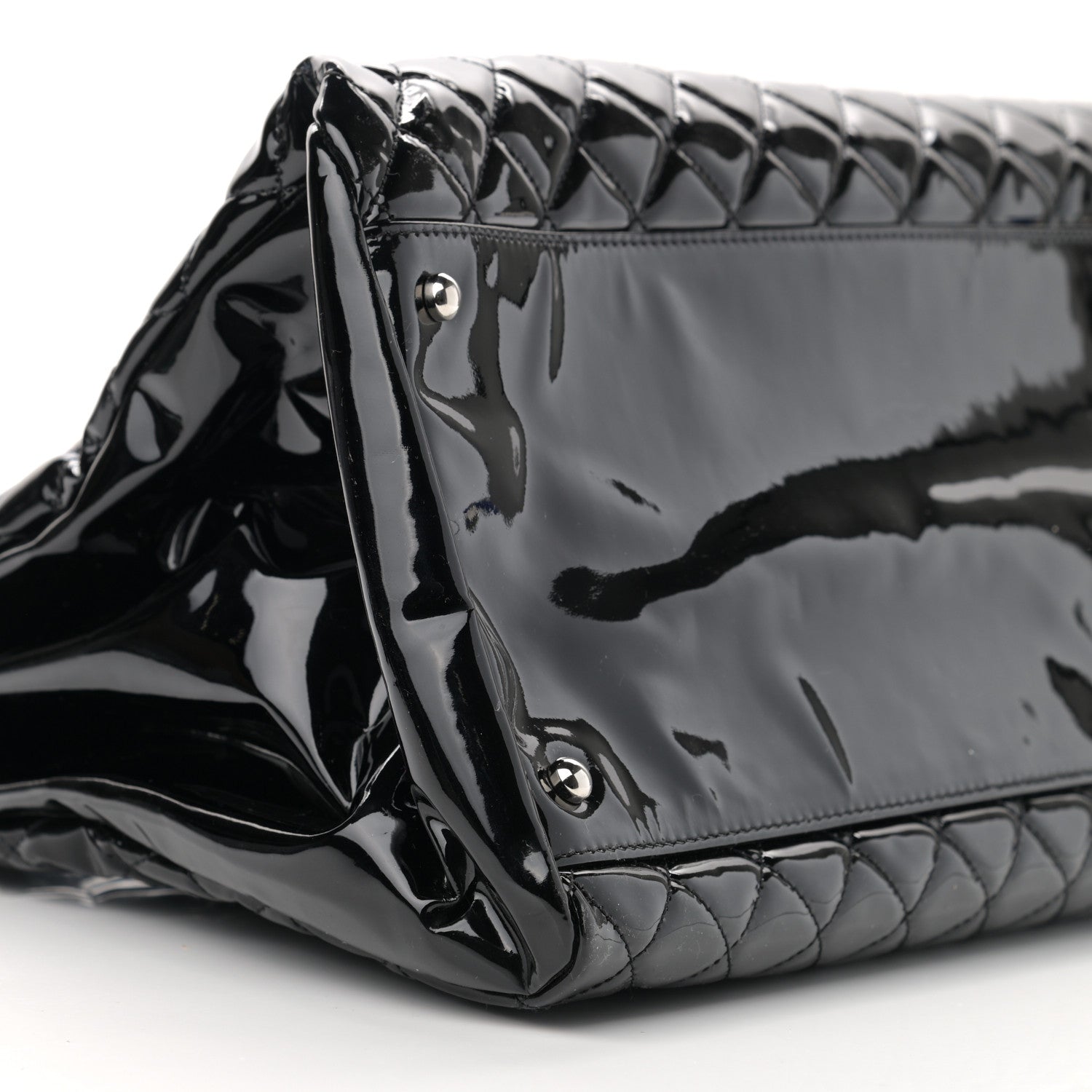 Chanel Patent Quilted Maxi Just Mademoiselle Bowling Bag Black 9 of 13