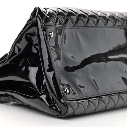 Chanel Patent Quilted Maxi Just Mademoiselle Bowling Bag Black 9 of 13
