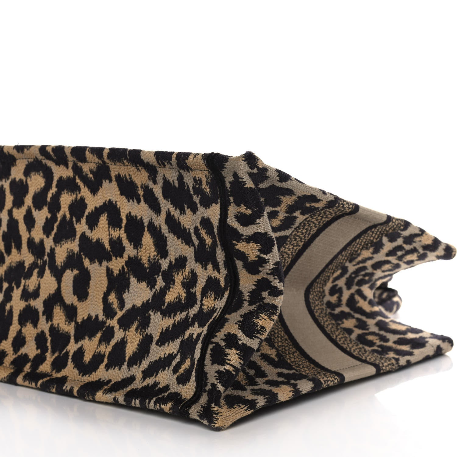 Christian Dior Canvas Mizza Embroidered Medium Leopard Book Tote Beige 10 of 10