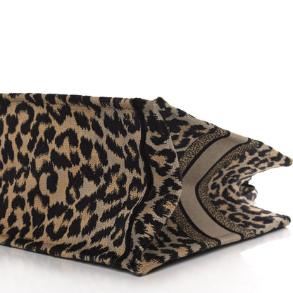 Christian Dior Canvas Mizza Embroidered Medium Leopard Book Tote Beige 10 of 10