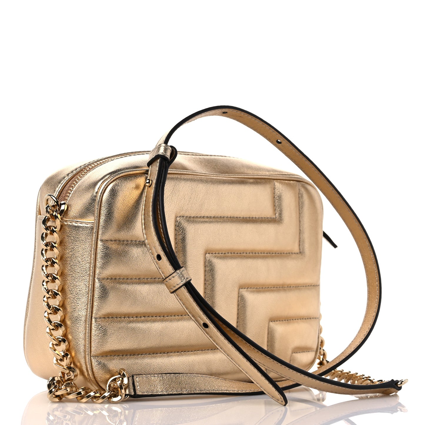Metallic Nappa Quilted Varenne Camera Bag Gold