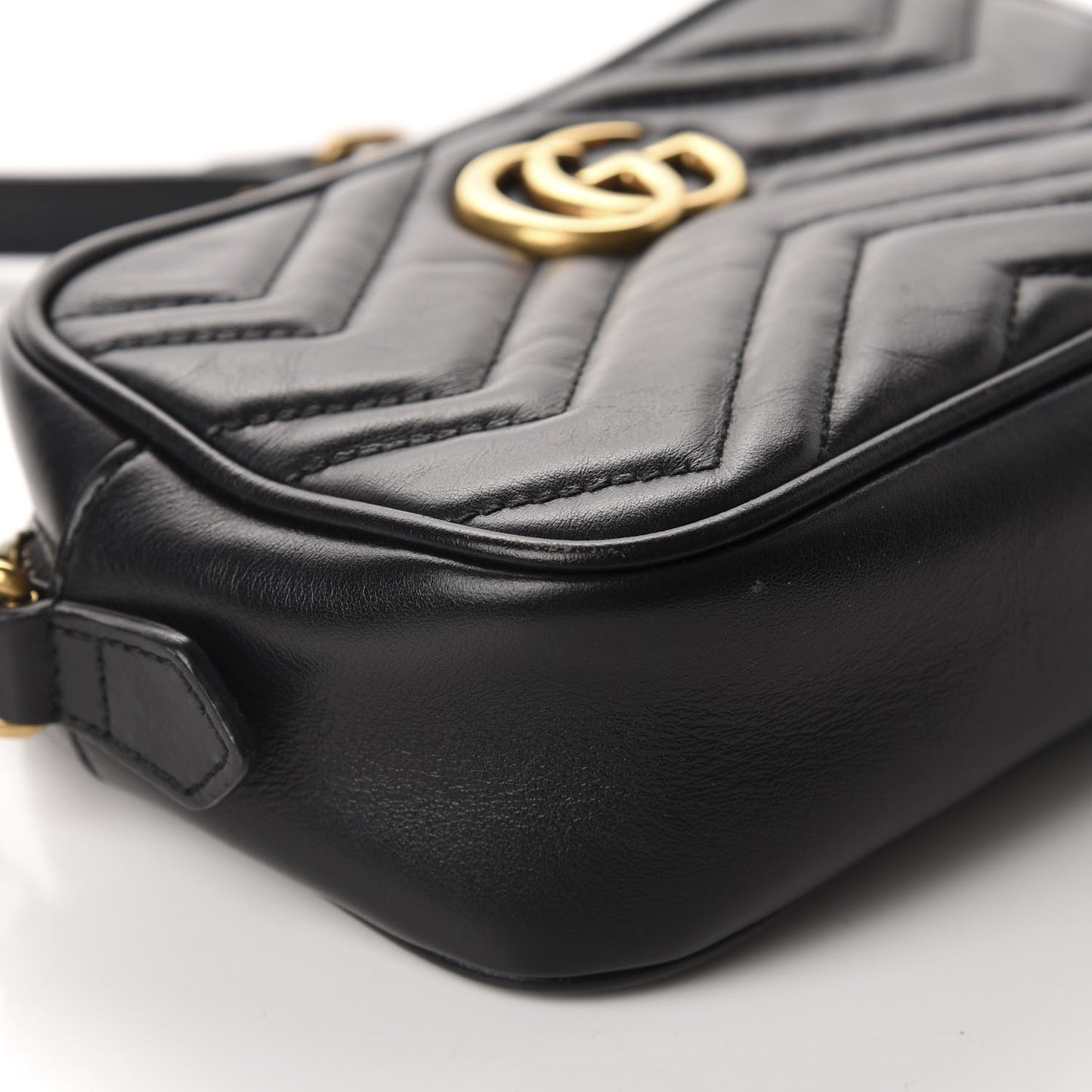 Calfskin Matelasse Mini GG Marmont Chain Shoulder Bag Black