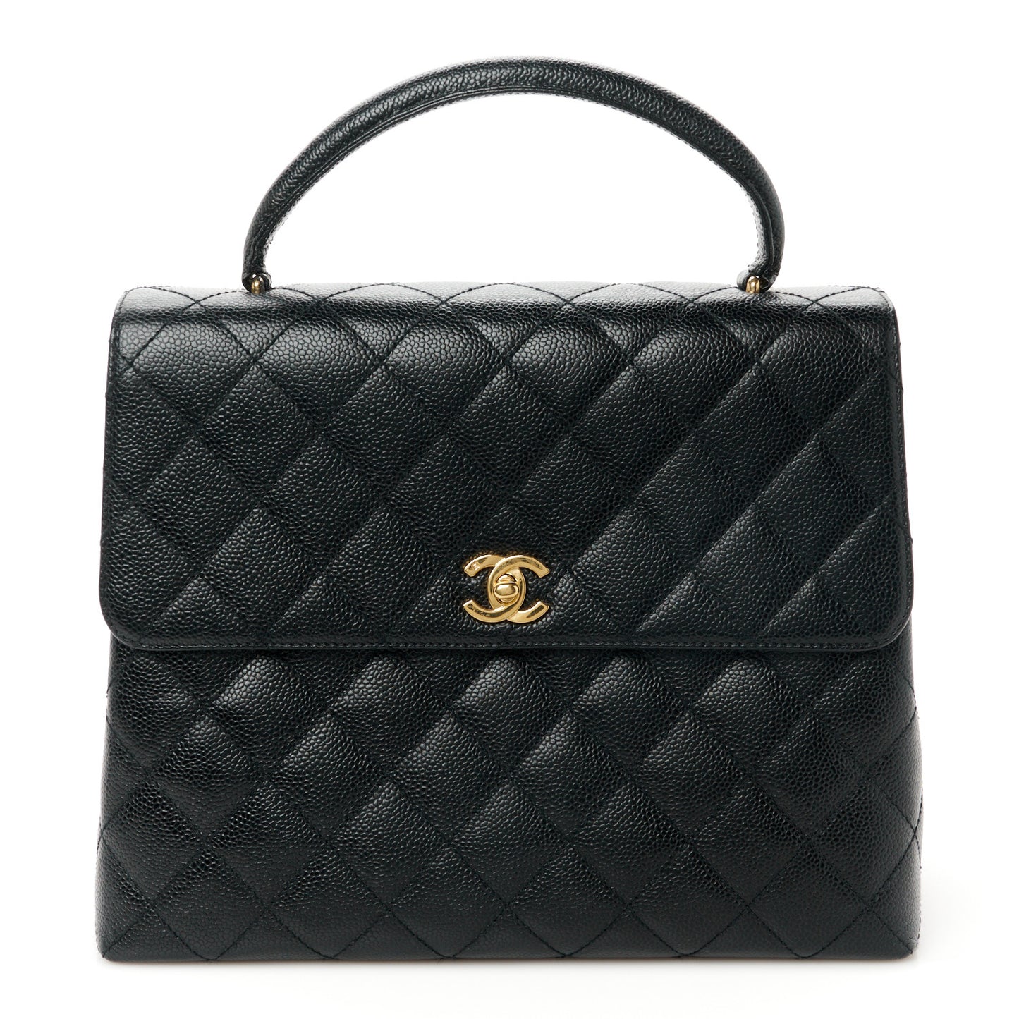 Caviar Quilted Jumbo Kelly Flap Black