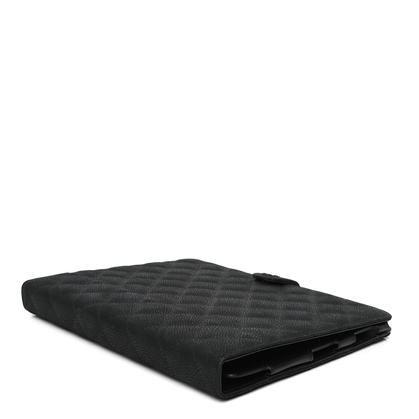 Iridescent Caviar Quilted Crossbody iPad Holder Black