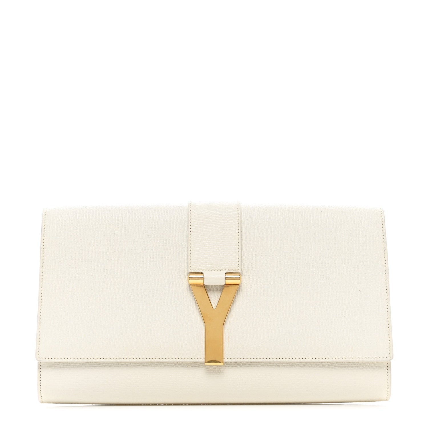 Saint Laurent Textured Calfskin Classic Y Ligne Clutch White 1 of 7