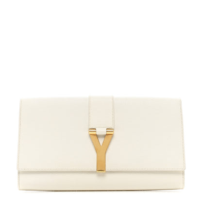 Saint Laurent Textured Calfskin Classic Y Ligne Clutch White 1 of 7
