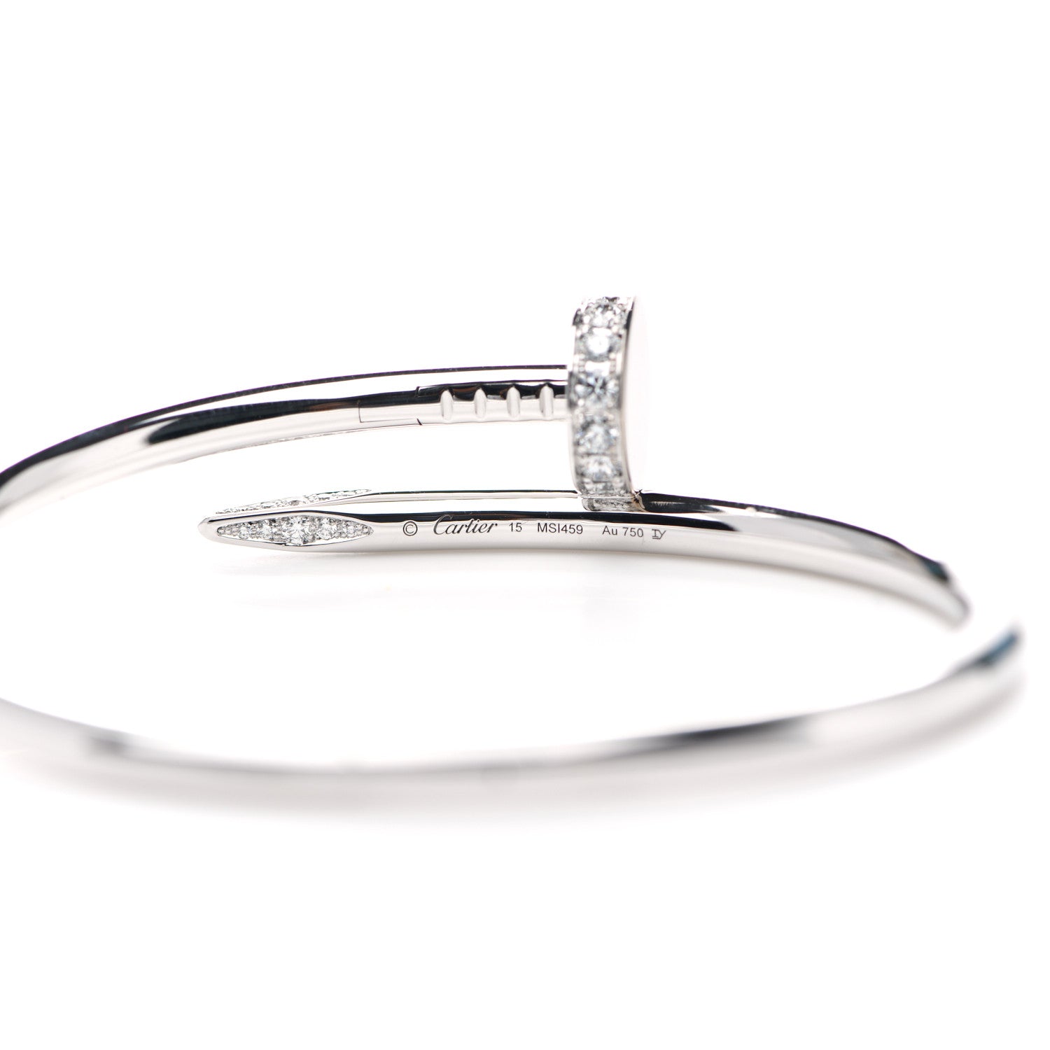 Cartier 18K White Gold Diamond Juste Un Clou Bracelet 15 3 of 4