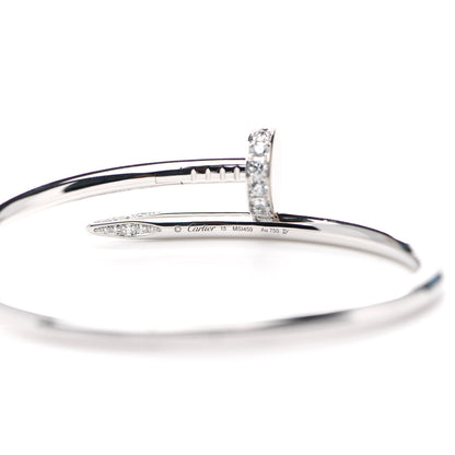 Cartier 18K White Gold Diamond Juste Un Clou Bracelet 15 3 of 4