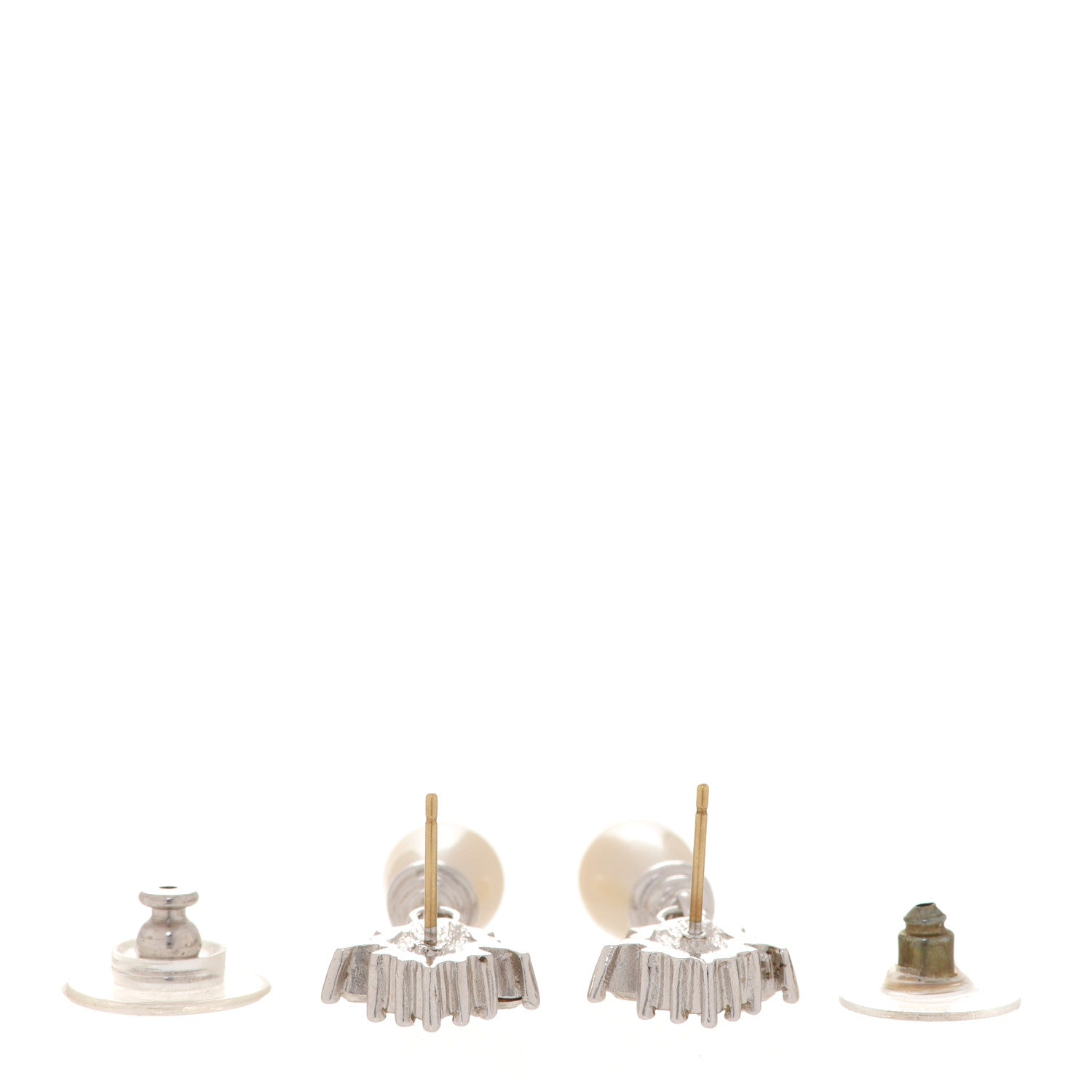 Christian Dior Pearl Crystal Drop Earrings Gold 3 of 4