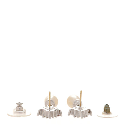 Christian Dior Pearl Crystal Drop Earrings Gold 3 of 4
