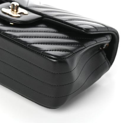 Chanel Lambskin Chevron Quilted Mini Rectangular Flap Black 9 of 9
