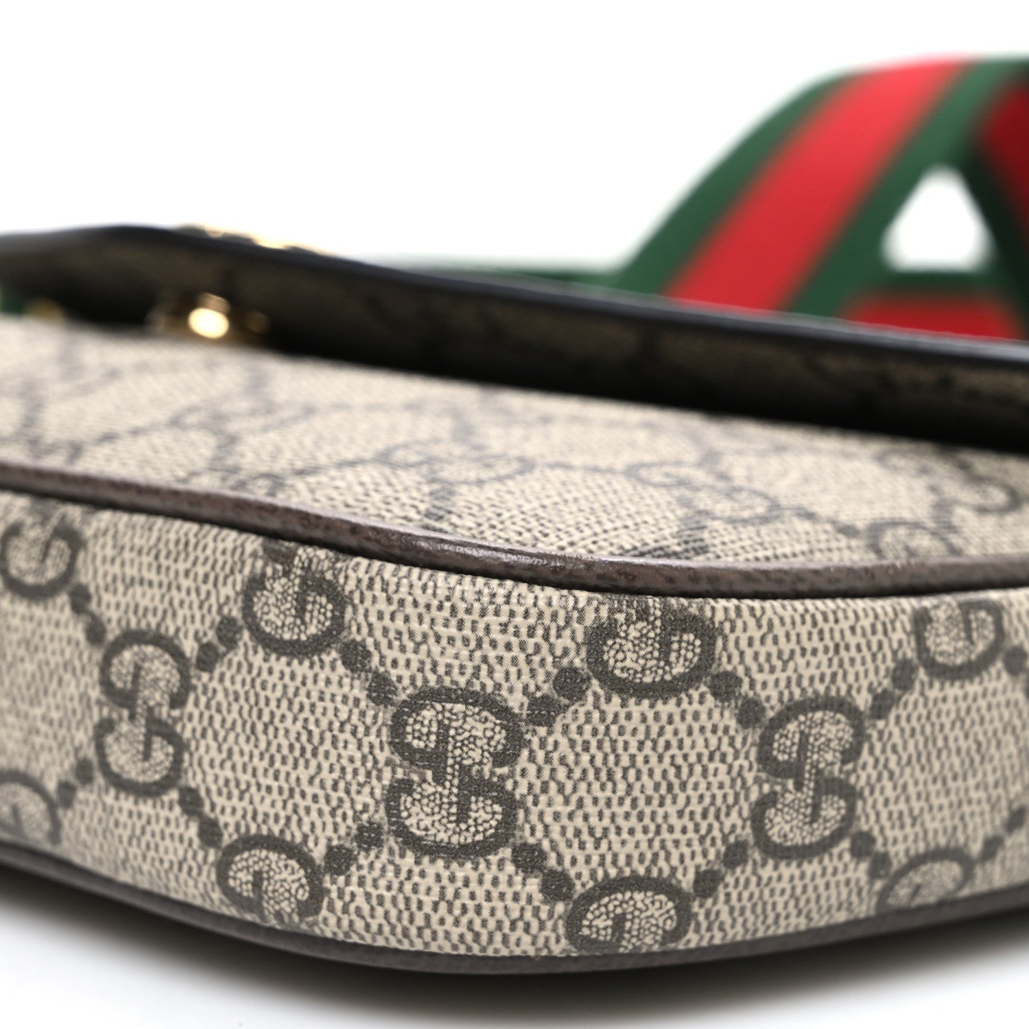 Gucci GG Supreme Monogram Textured Dollar Calfskin Web Mini Ophidia Envelope Shoulder Bag Beige Ebony New Acero 10 of 11