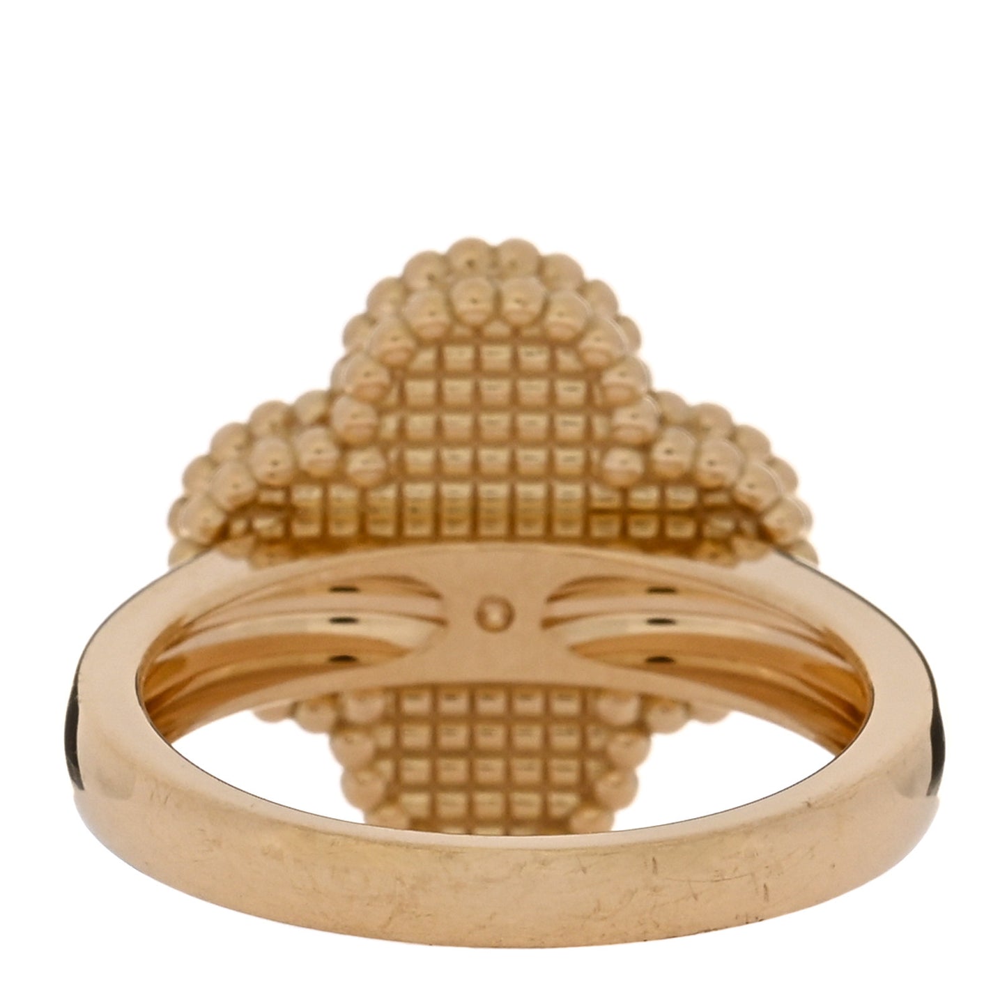 18K Yellow Gold Diamond Mother of Pearl Vintage Alhambra Ring 51 5.75