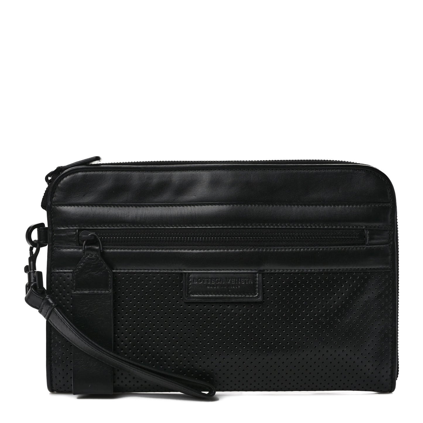 Perforated Calfskin Leggero Clutch Black