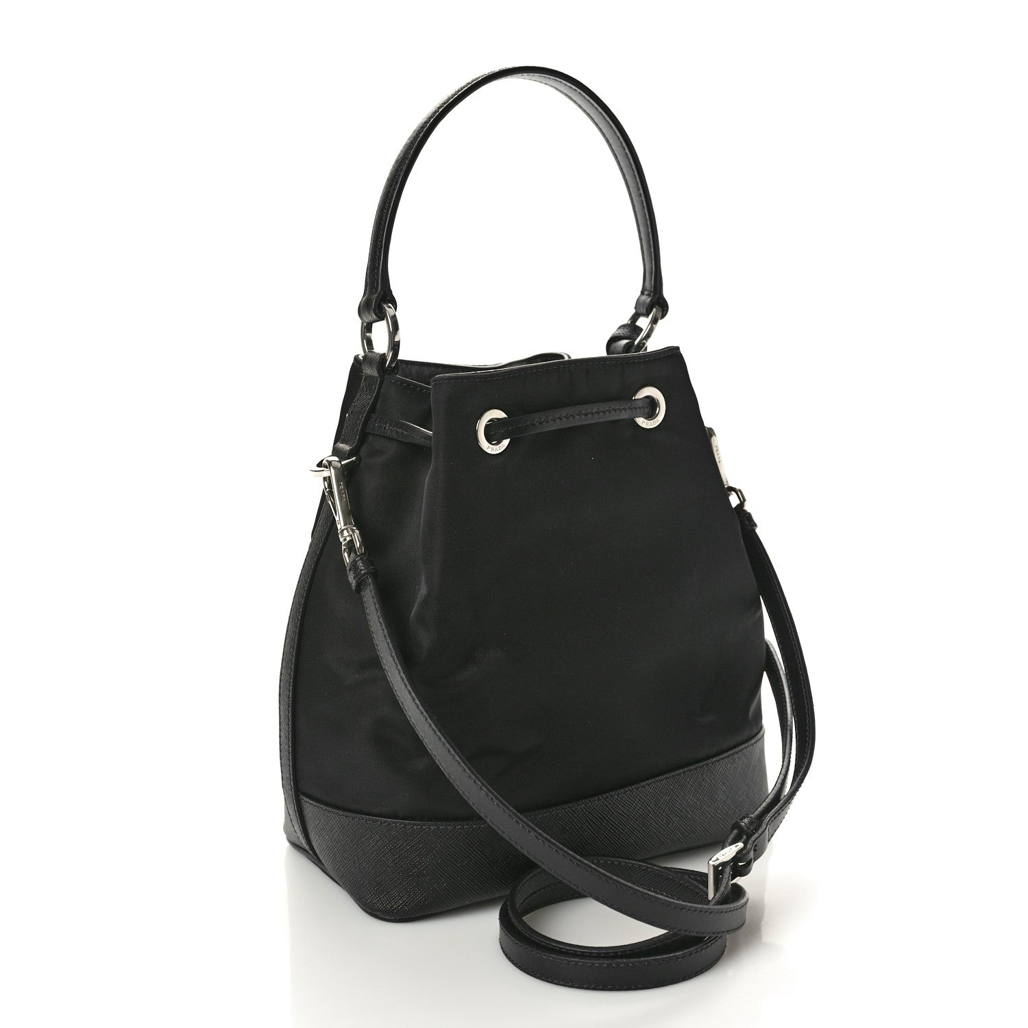 Prada Tessuto Nylon Saffiano Secchiello Bucket Bag Black 2 of 10