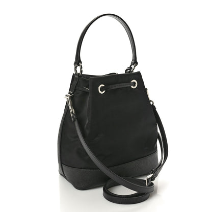 Prada Tessuto Nylon Saffiano Secchiello Bucket Bag Black 2 of 10