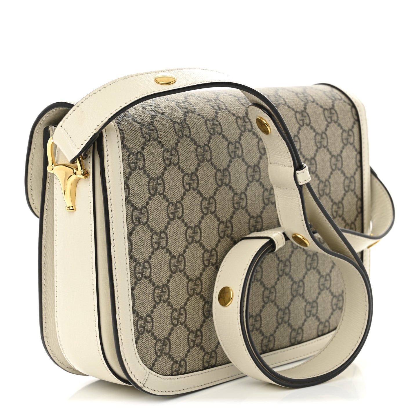 GG Supreme Monogram Horsebit 1955 Shoulder Bag Beige Mystic White