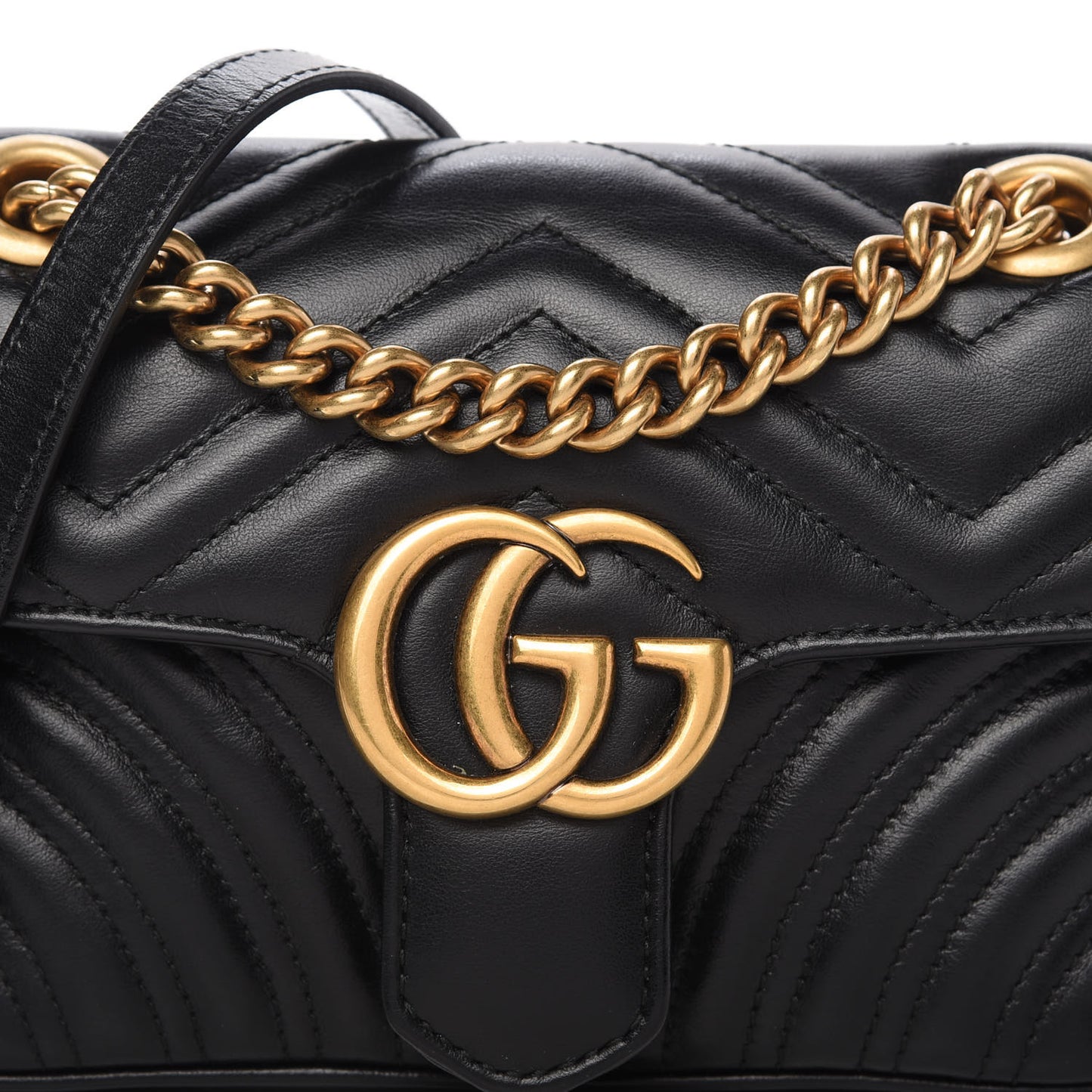 Calfskin Matelasse Mini GG Marmont Shoulder Bag Black