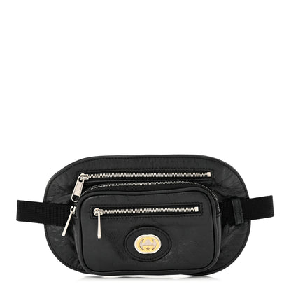 Gucci Fluffy Calfskin Morpheus Double Zip Belt Bag Black 1 of 12