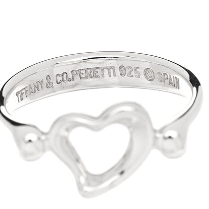 Tiffany Sterling Silver Elsa Peretti Open Heart Ring 50 5.25 4 of 5