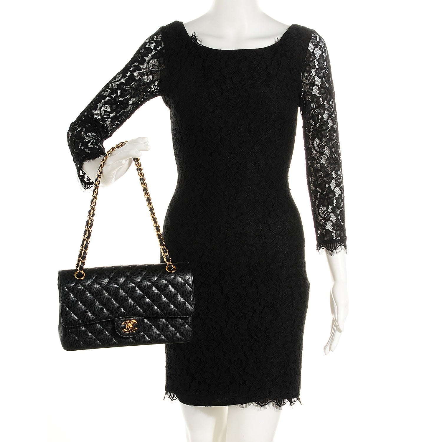 Chanel Caviar Quilted Medium Double Flap Black 2 of 9