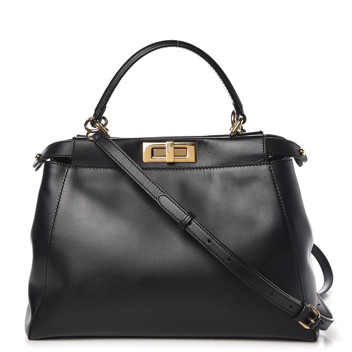 Vitello Morgan Shiny Nappa Medium Peekaboo Iconic Satchel Black