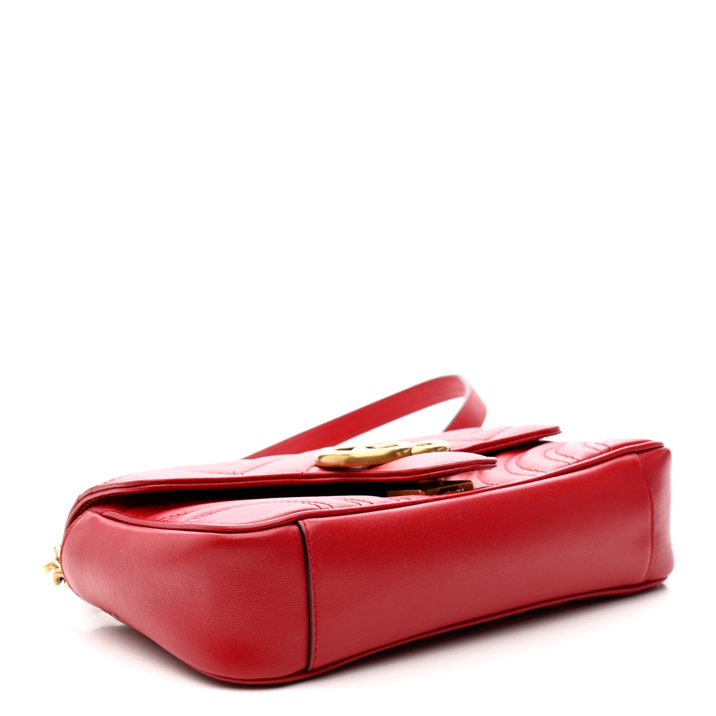 Calfskin Matelasse Mini GG Marmont Shoulder Bag Hibiscus Red