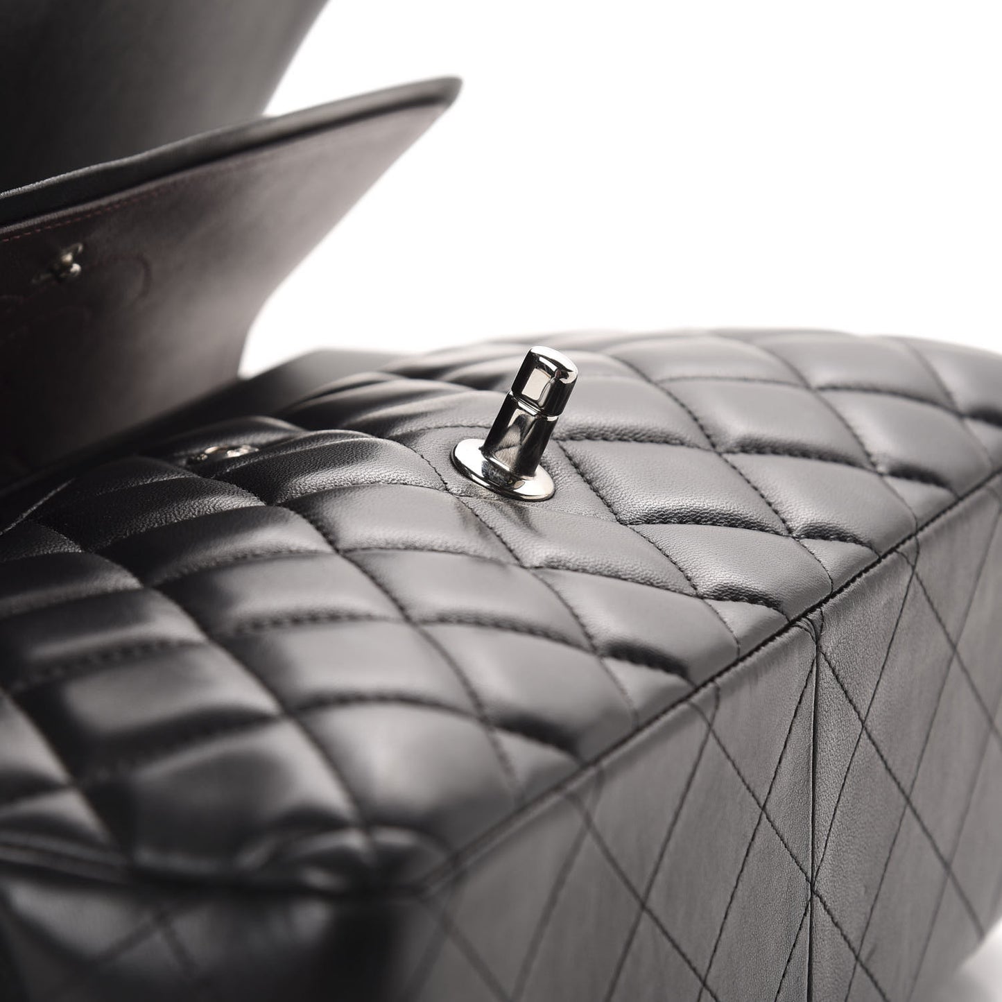 Lambskin Quilted Jumbo Double Flap Black