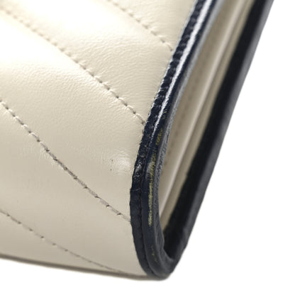 Gucci Vintage Effect Calfskin Matelasse Diagonal Torchon GG Marmont Chain Wallet Mystic White Blue Agata 16 of 16