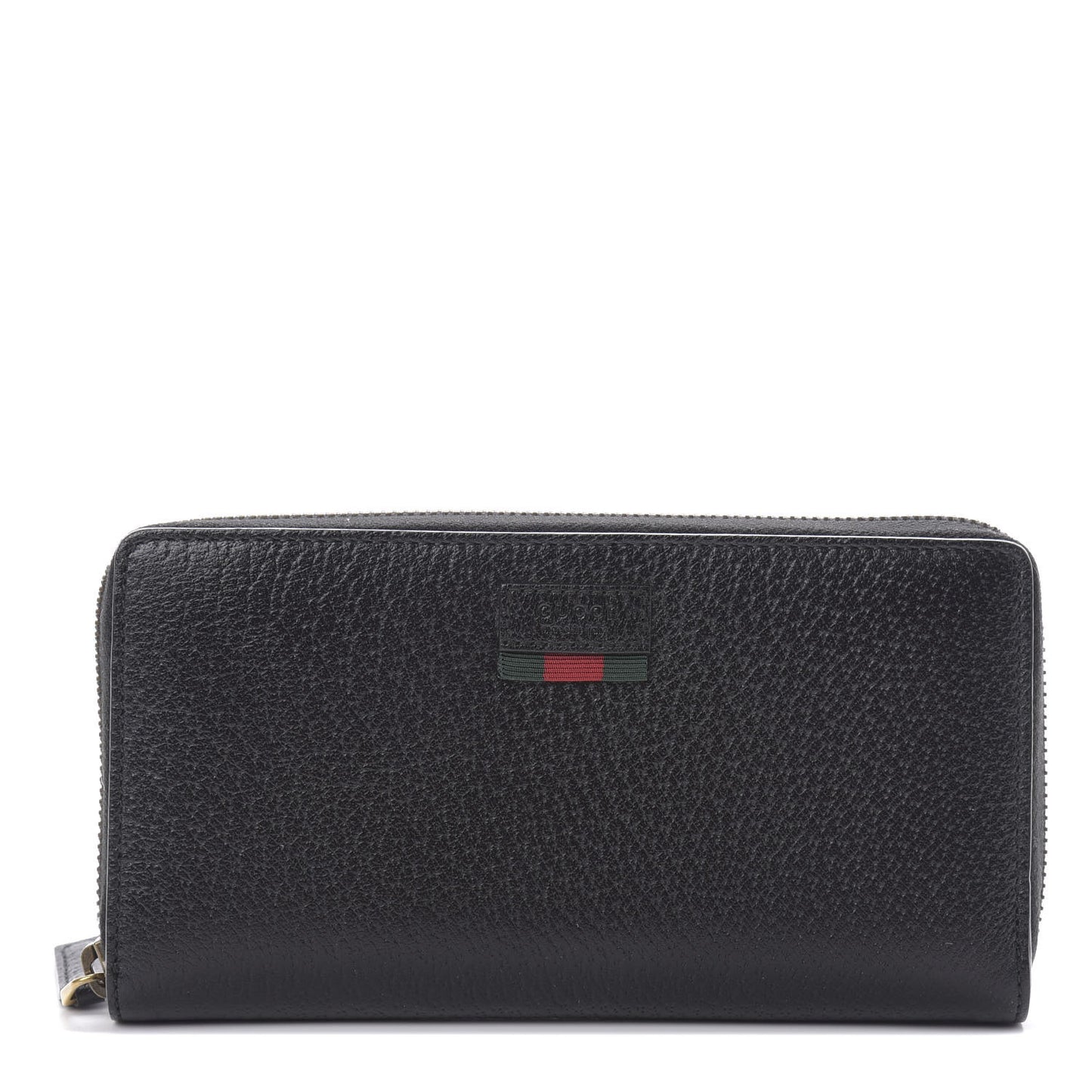 Calfskin Web Zip Around Wallet Black