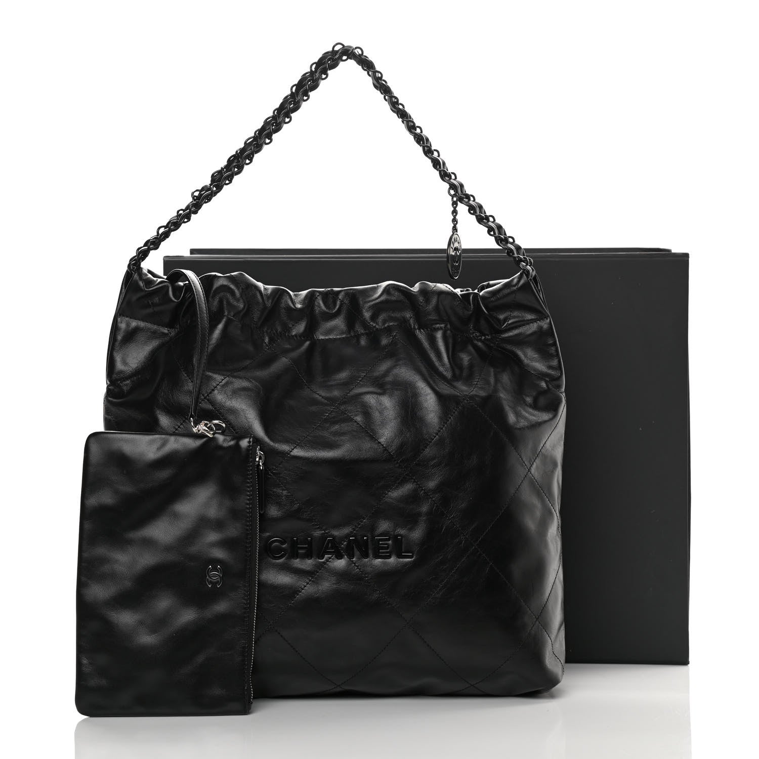 Chanel Shiny Calfskin Quilted Chanel 22 So Black 12 of 12