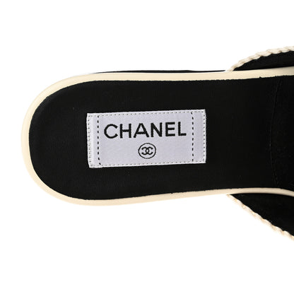 Chanel Crochet CC Mules 38.5 Black Ivory 8 of 12