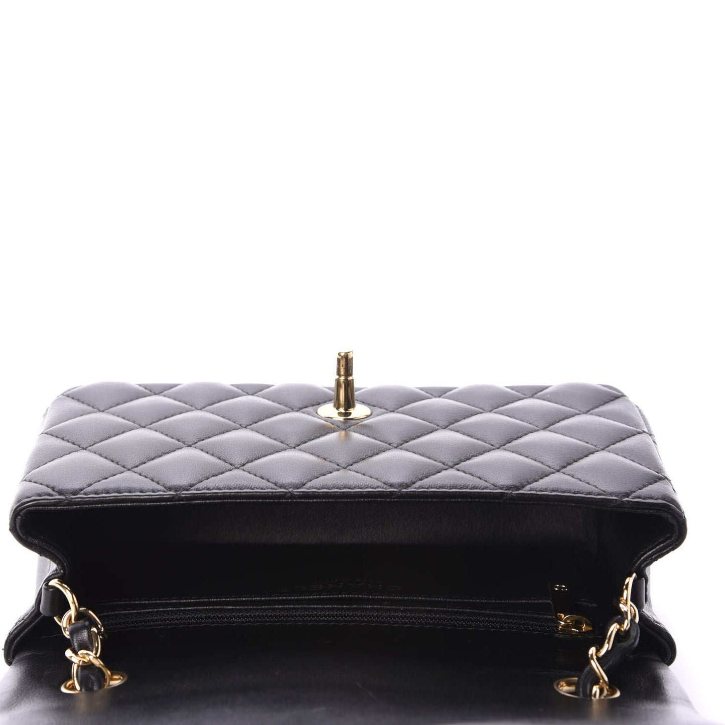 Lambskin Quilted Mini Rectangular Flap Black