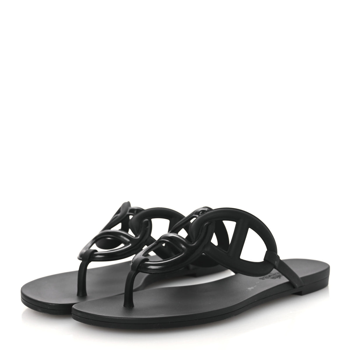 Hermes Rubber Womens Egerie Sandals 36 Black 4 of 12