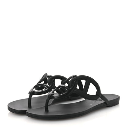 Hermes Rubber Womens Egerie Sandals 36 Black 4 of 12
