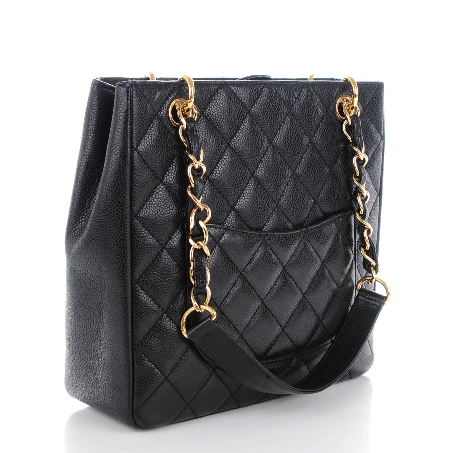 Caviar Quilted Petit Shopping Tote PST Black