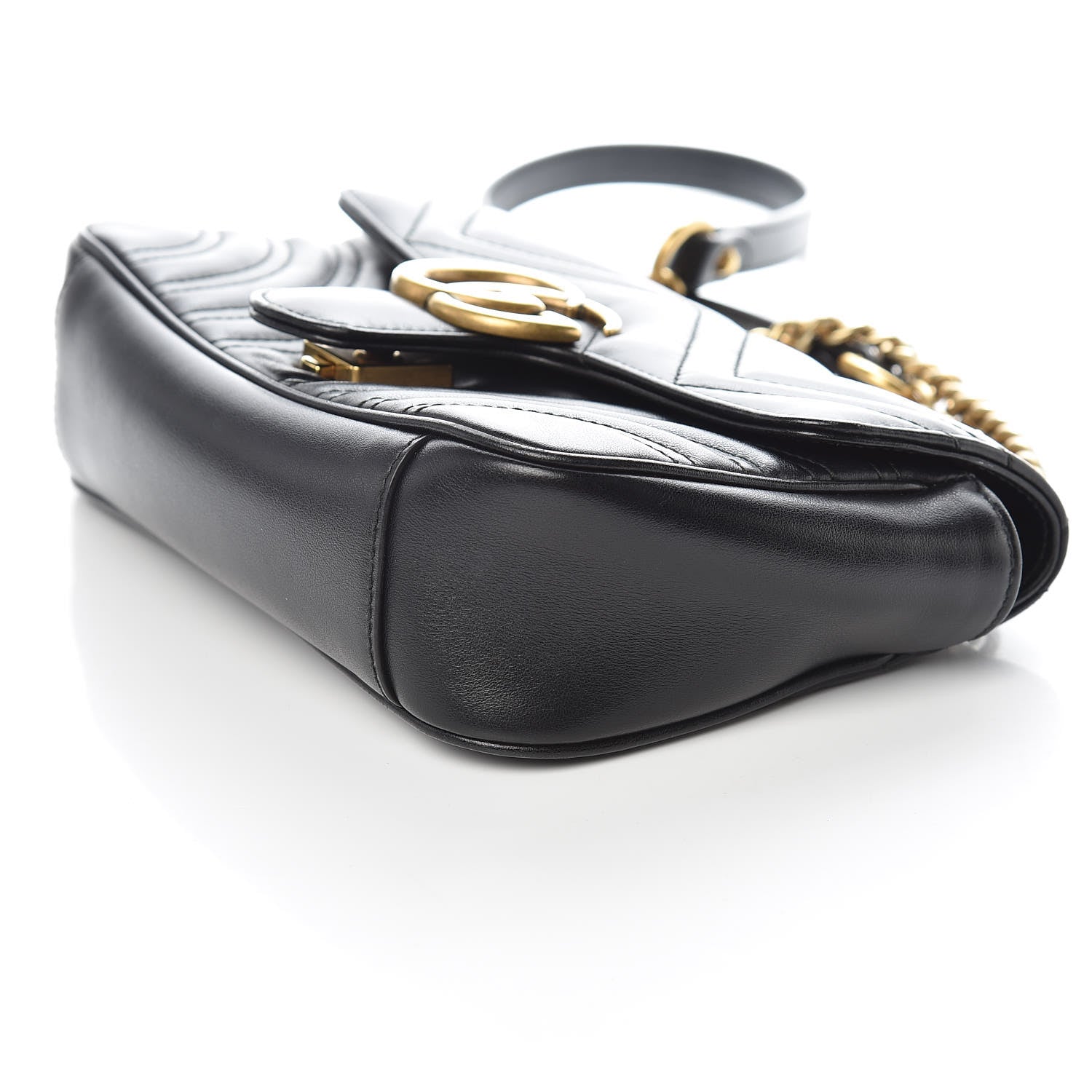 Gucci Calfskin Matelasse Mini GG Marmont Shoulder Bag Black 6 of 11