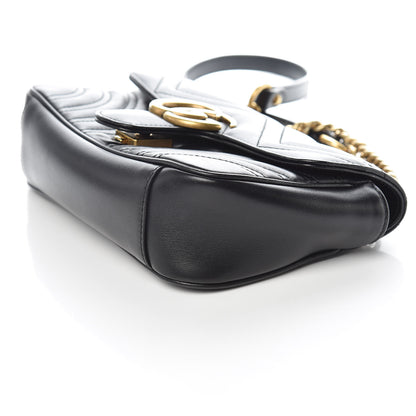 Gucci Calfskin Matelasse Mini GG Marmont Shoulder Bag Black 6 of 11