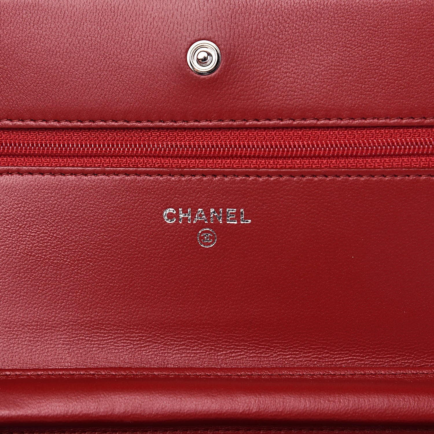 Chanel Lambskin Quilted Wallet On Chain WOC Red 6 of 12