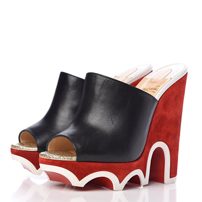 Christian Louboutin Nappa Suede Mulacramp 140 Sandals 36 Black Red 3 of 13