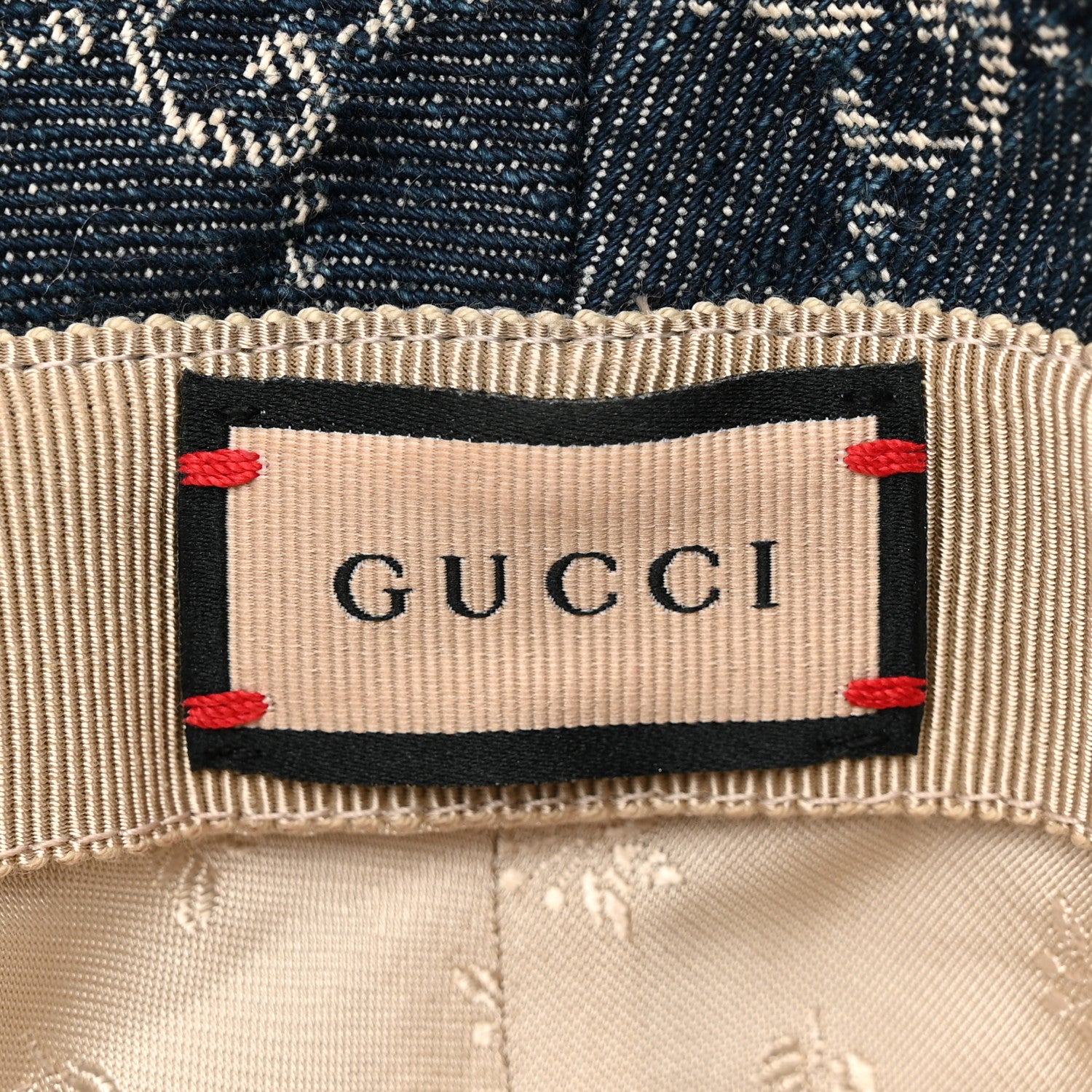 Gucci Washed Jacquard Denim Nappa GG Monogram Oscar Bucket Hat M Denim Cuir 6 of 9