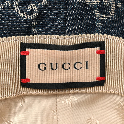 Gucci Washed Jacquard Denim Nappa GG Monogram Oscar Bucket Hat M Denim Cuir 6 of 9