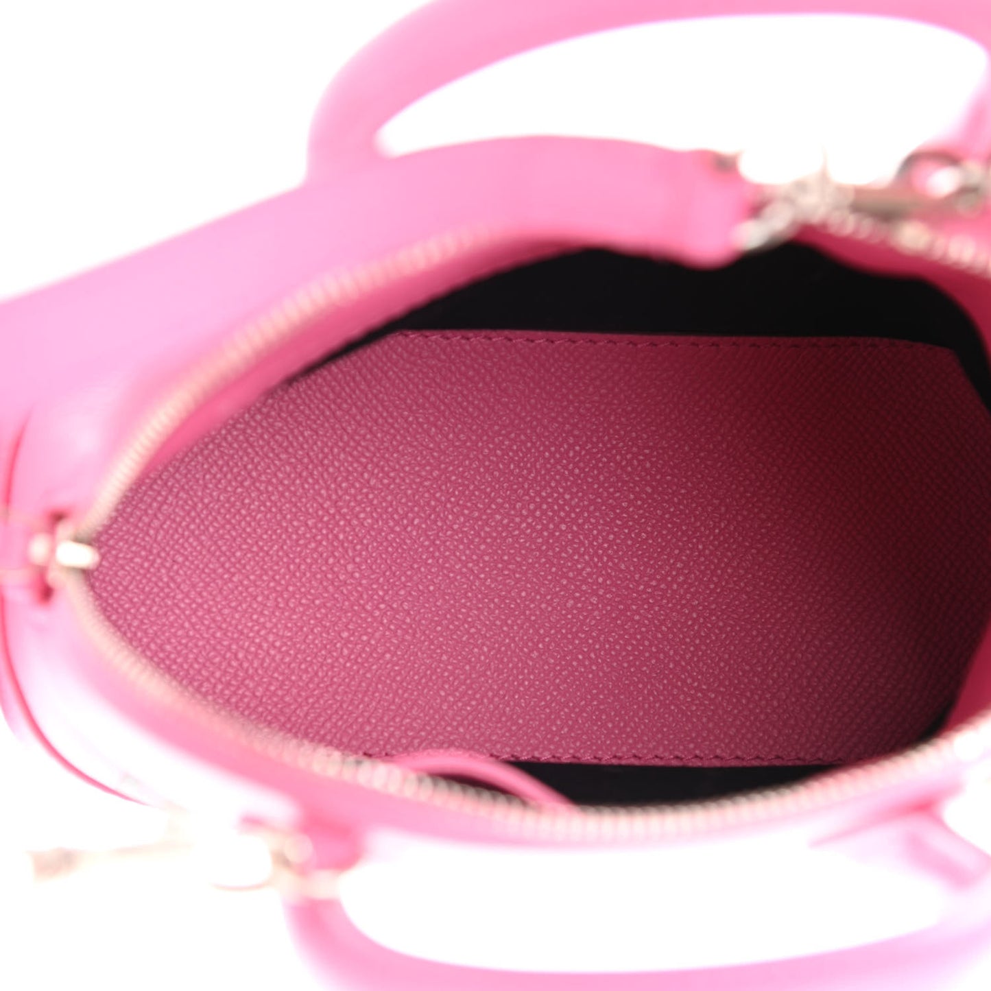 Signature Grained Calfskin Logo XXS Ville Top Handle Bag Rose Bubblegum Black