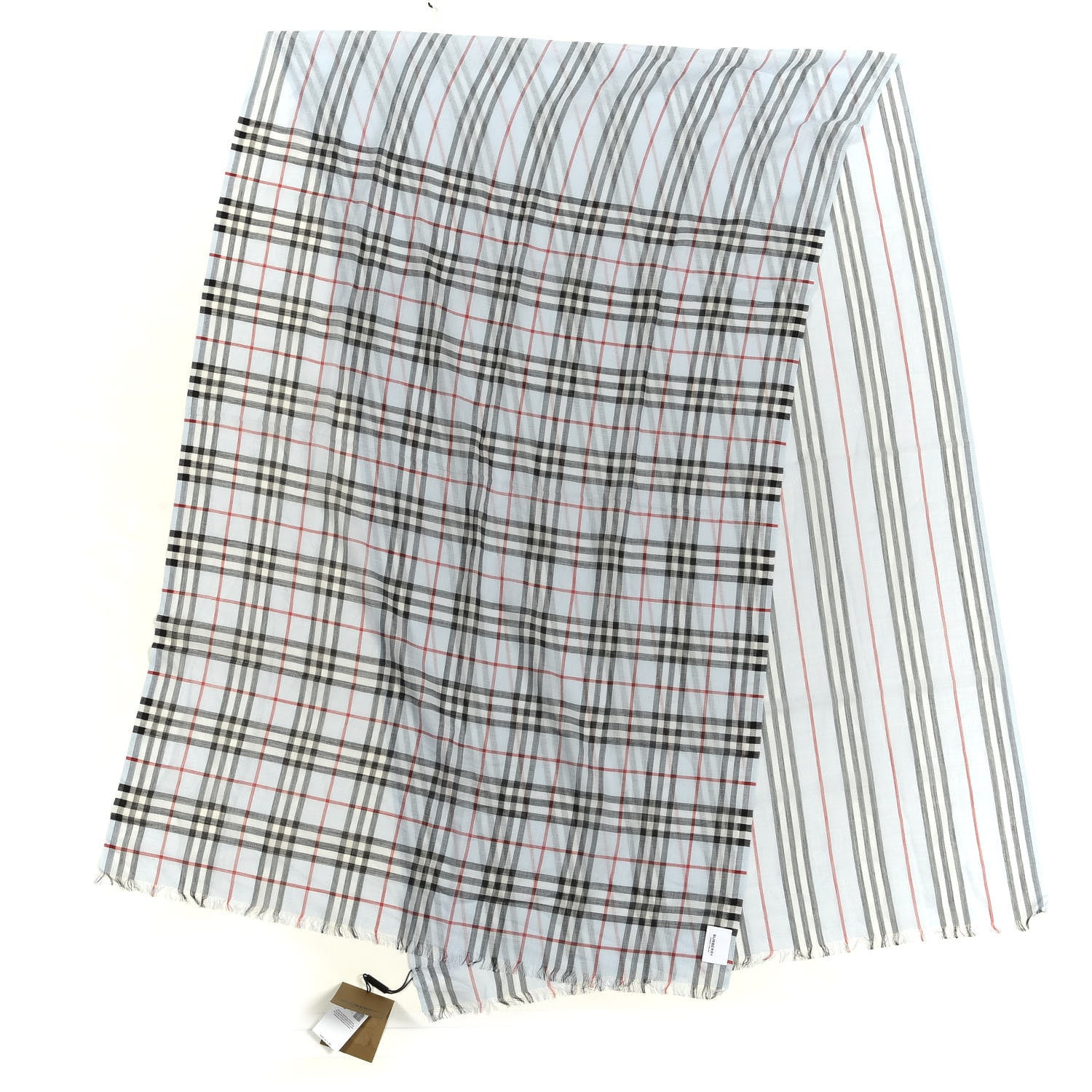 Burberry Wool Silk Gauze Vintage Check Scarf Light Blue 2 of 3